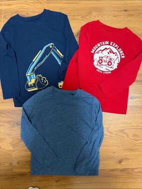Garanimals Kids 3-Pack Long-Sleeve Tees - Red, Navy, Heather Blue